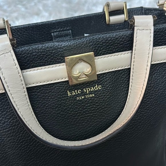 Kate Spade tri-color Purse Black, White and Cream Gently Used - Picture 2 of 10